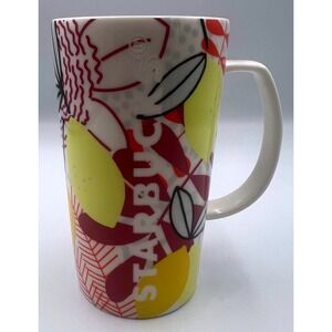 Starbucks Mug 2015 Tropical Spring Floral Lemons Etched Coffee Tea Cup 16oz